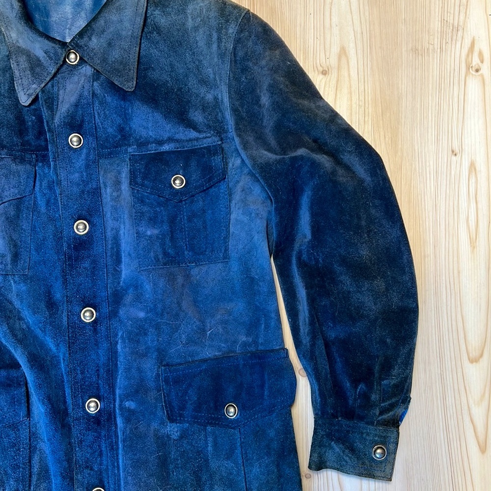 American Vintage Blue & Suede Leather Reversible Jacket - Picture 3 of 16